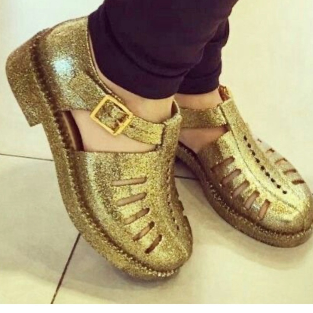 Melissa SZ 6/35 Aranha 79/16 Gold Glitter Jelly Shoes Sold Out
